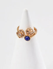 Lapis Lazuli Vintage Cross and Daisy Ring-1