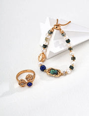 Lapis Lazuli Vintage Cross and Daisy Ring-3