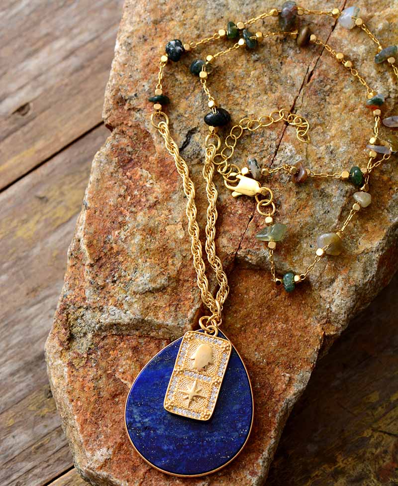 Lapis Lazuli Spiritual Teardrop Necklace-2