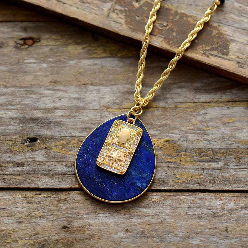 Lapis Lazuli Spiritual Teardrop Necklace-1