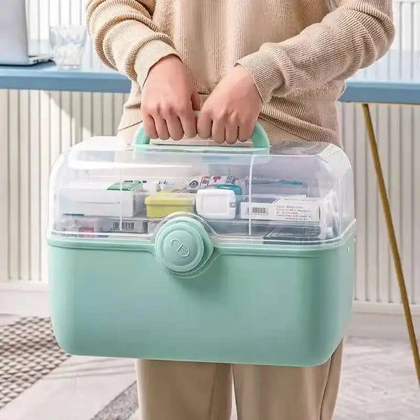 Large Capacity Family Medicine Organizer Box Portable First Aid Kit Medicine Storage Boxes Organizers Plastic Organizing Home - Memoriex 