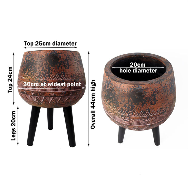 Large Composite Brown Black Planter - Memoriex 