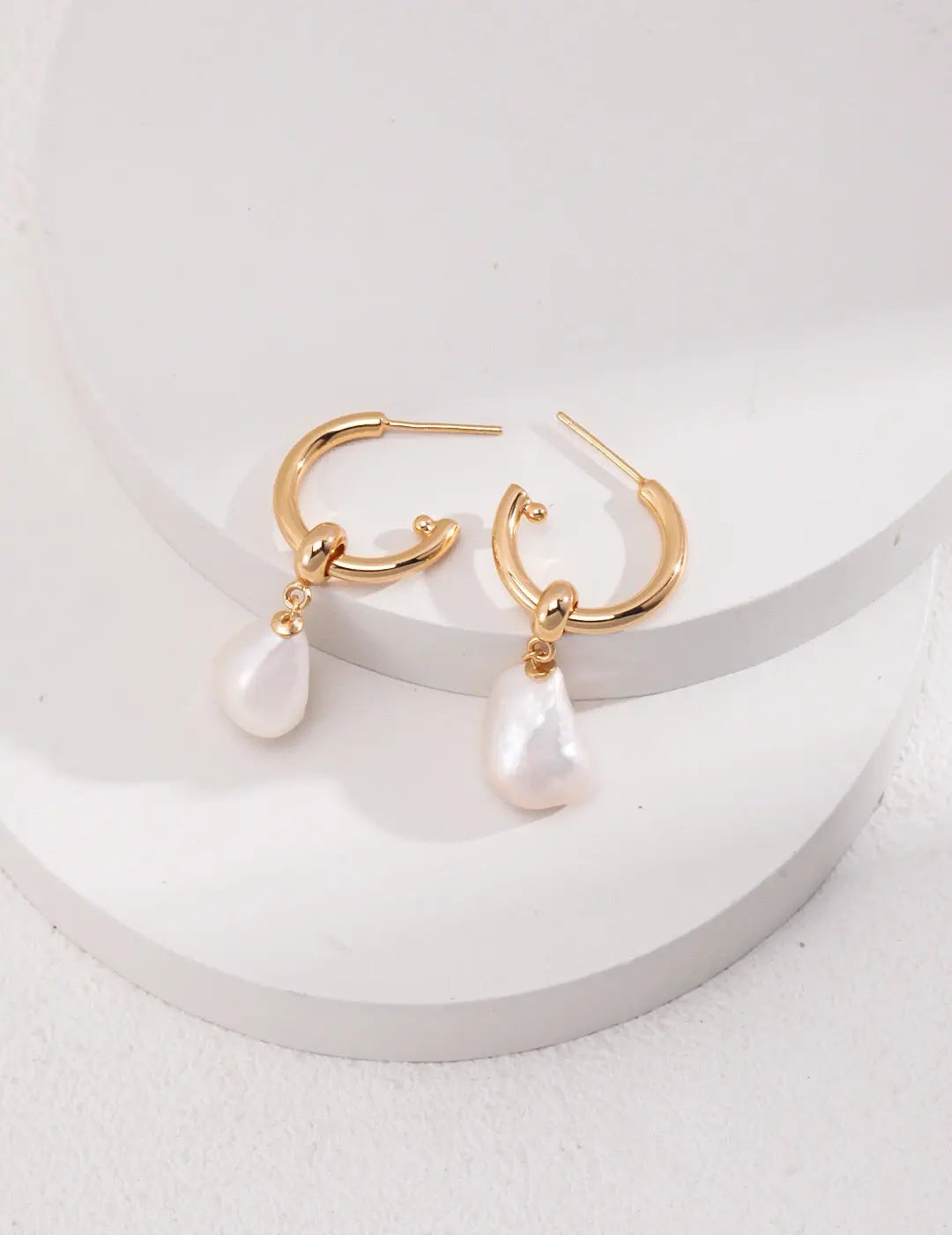 Large Pearl Drop Hoop Earrings - Memoriex