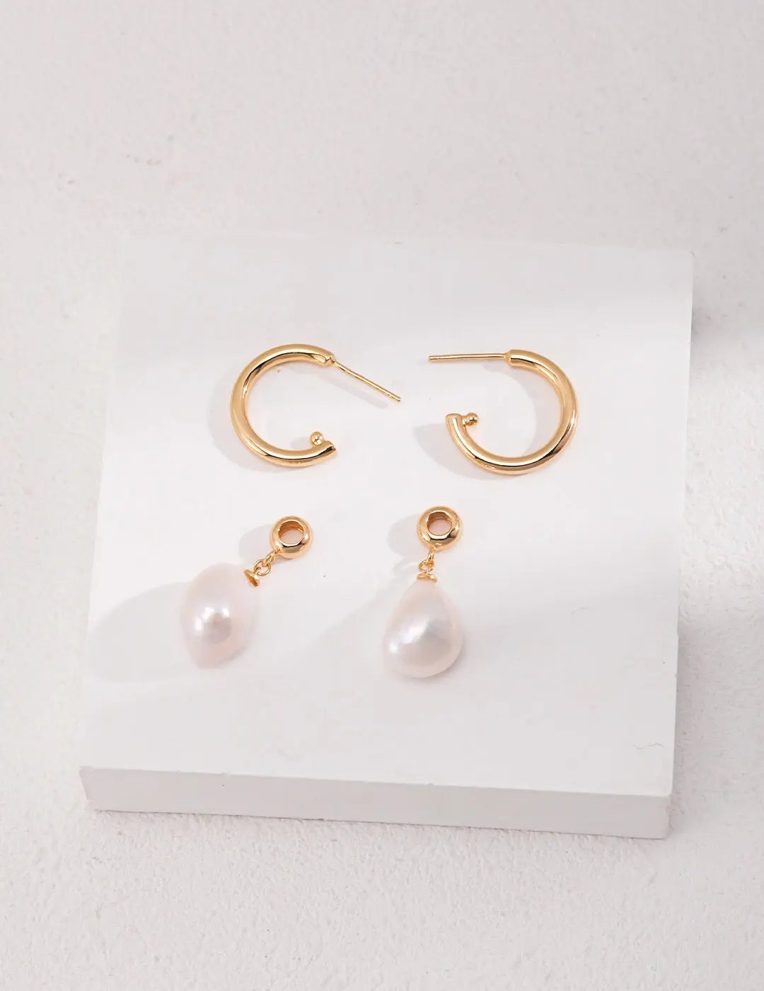 Large Pearl Drop Hoop Earrings - Memoriex