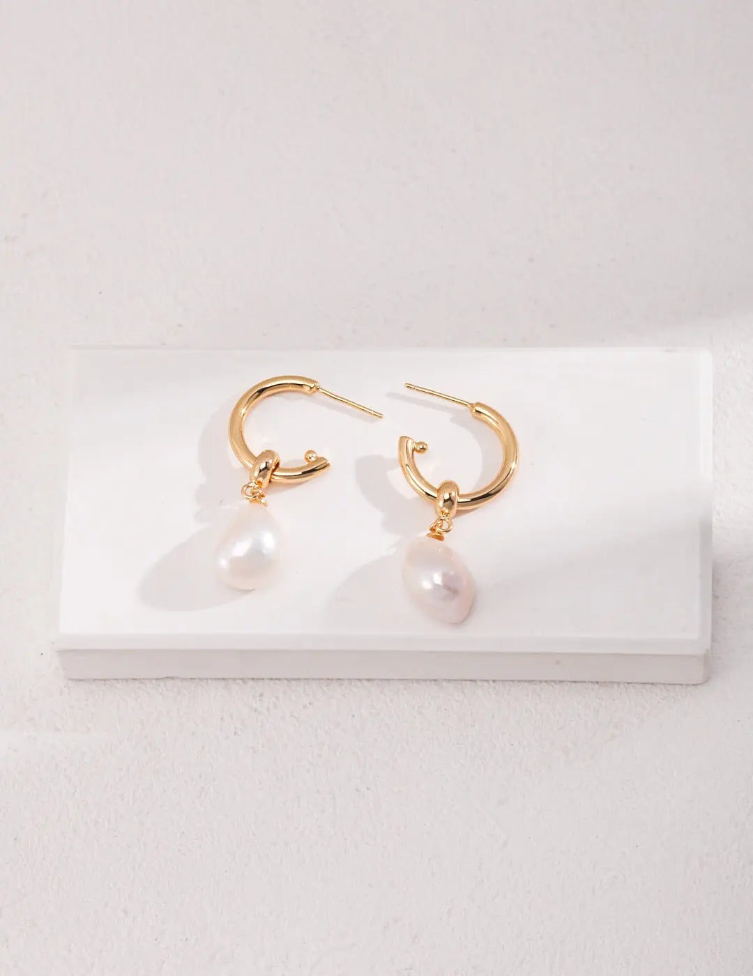 Large Pearl Drop Hoop Earrings - Memoriex