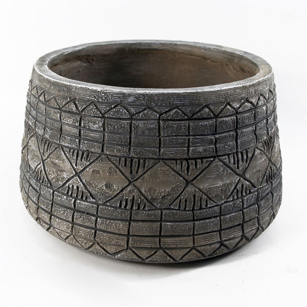 Large Planters Plant Pots Large Grey Gliese Embossed Planter 22cm x 37cm Botanik - Memoriex 