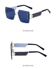 Large frame square frame sunglasses women trend frameless trimming wide temples sunglasses - Memoriex 