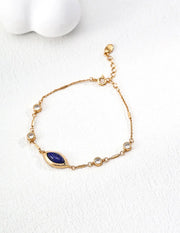 Leaf-Shaped Lapis Lazuli Zircon Bracelet-0