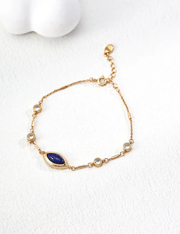 Leaf-Shaped Lapis Lazuli Zircon Bracelet-0
