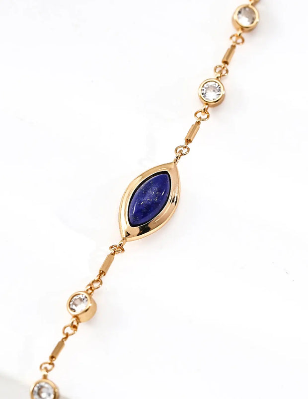 Leaf-Shaped Lapis Lazuli Zircon Bracelet-1