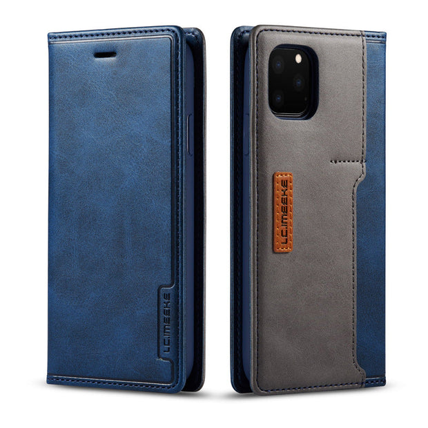 Leather Pattern External Card Business Flip Phone Case - Memoriex 