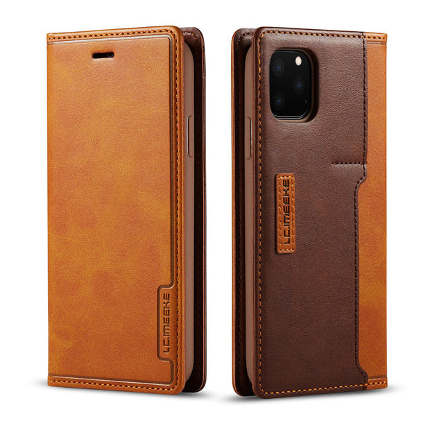 Leather Pattern External Card Business Flip Phone Case - Memoriex 
