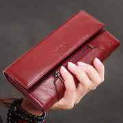 Leather Women's Wallet Long Leather Clutch Multi Card Coin Purse RFID Anti-magnetic Mobile Phone Bag - Memoriex 