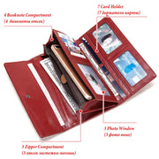 Leather Women's Wallet Long Leather Clutch Multi Card Coin Purse RFID Anti-magnetic Mobile Phone Bag - Memoriex 