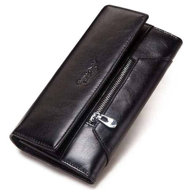 Leather Women's Wallet Long Leather Clutch Multi Card Coin Purse RFID Anti-magnetic Mobile Phone Bag - Memoriex 
