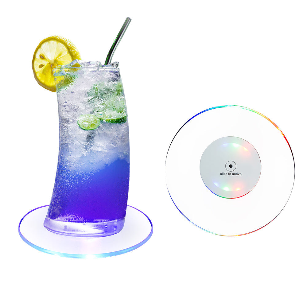 Barware Party Favor Stickers Transparent LED Coasters(50Pack)-0