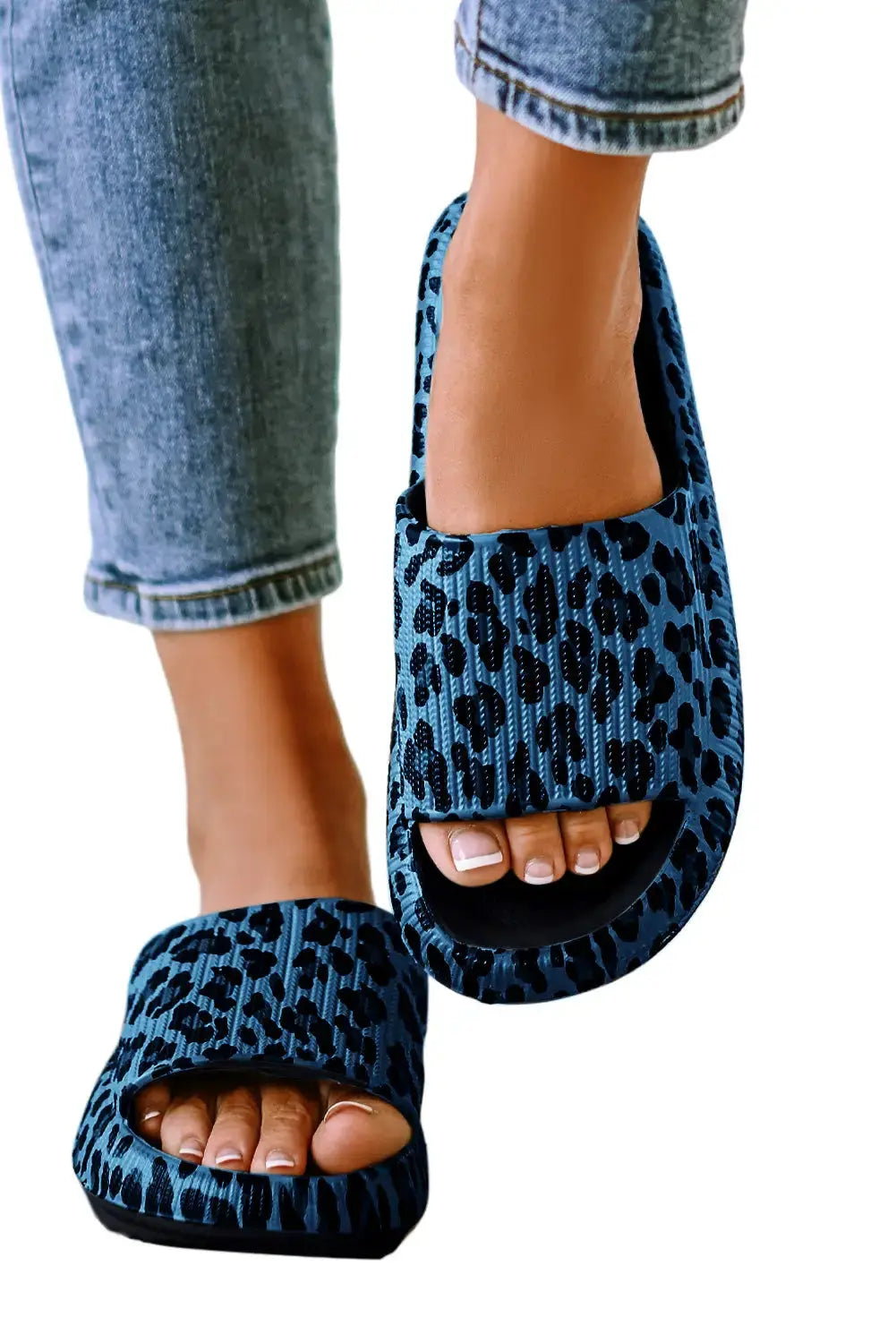 Leopard Print Thick Sole Slip On Slippers-36