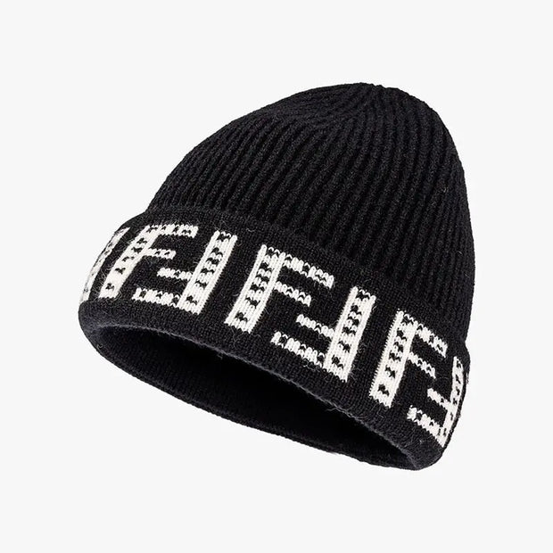 Letter Beanie Hat for Women Winter Hat Soft Knitted Skullies Hat Warm Thick Bonnet Cap Female Hats for Girl hat - Memoriex 