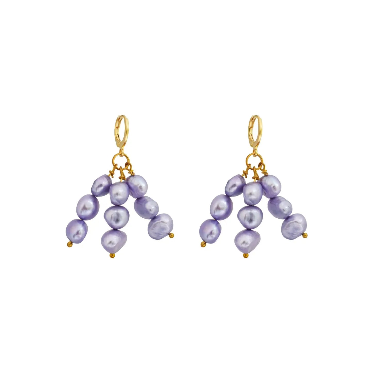 Lilac purple freshwater pearl earrings - Memoriex