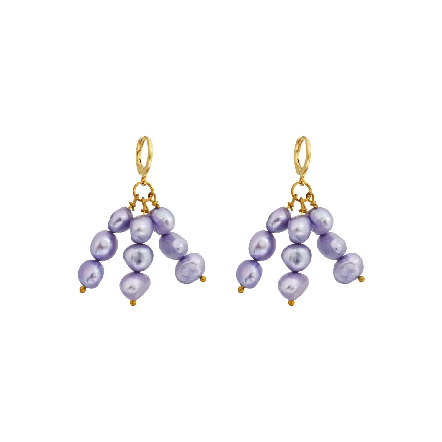 Lilac purple freshwater pearl earrings - Memoriex