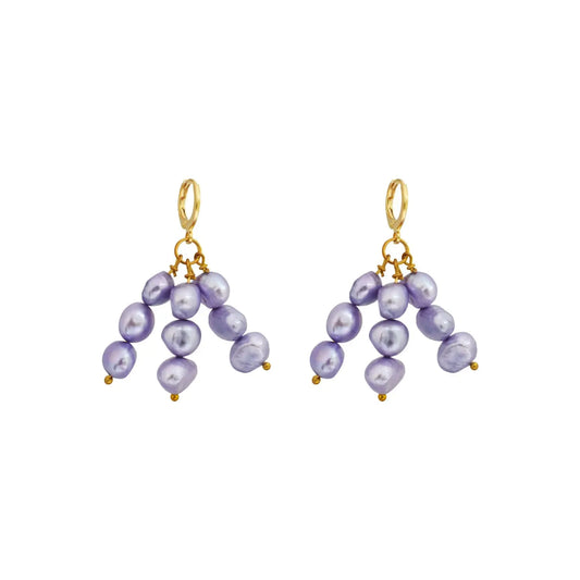 Lilac purple freshwater pearl earrings - Memoriex