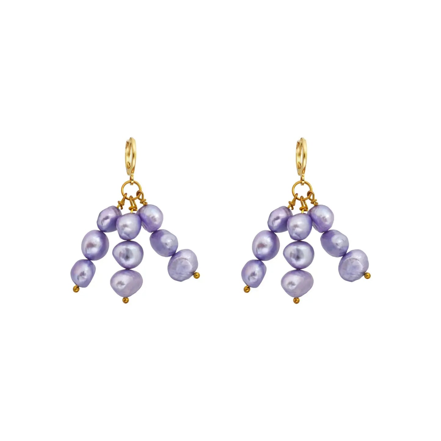 Lilac purple freshwater pearl earrings - Memoriex