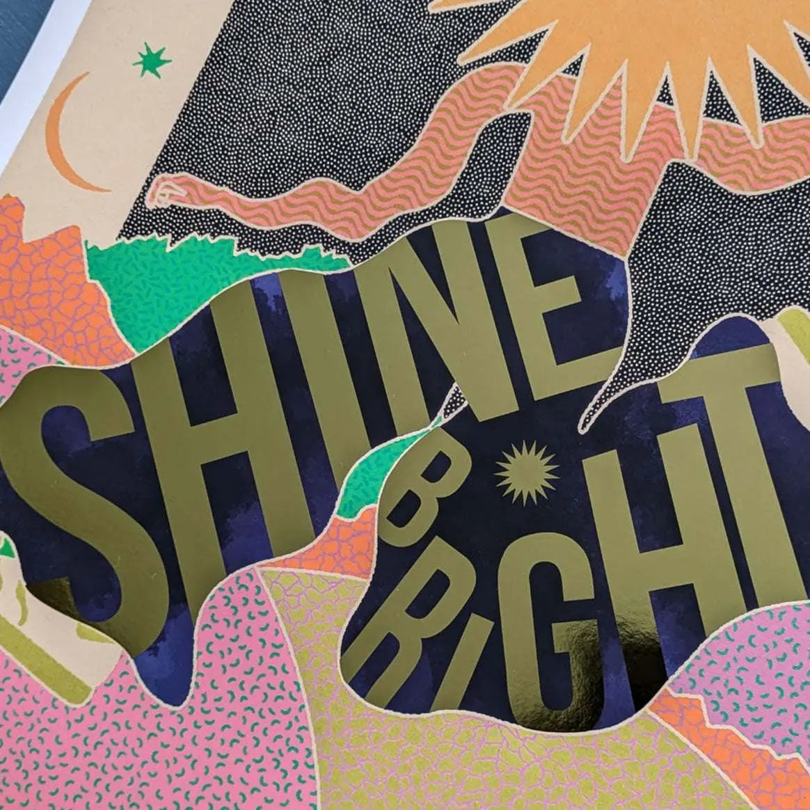 Limited Edition: Shine Bright A3 Gold Foiled Art Print-3