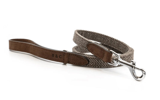 “Lincoln” Herringbone & Leather Dog Lead – by Ralph & Co - Memoriex