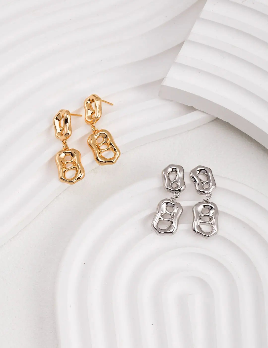 Liquid Flowing Shape Drop Earrings - Memoriex