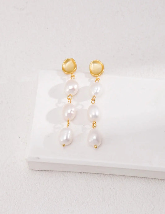 Long Baroque Pearls Dangle Earrings-0