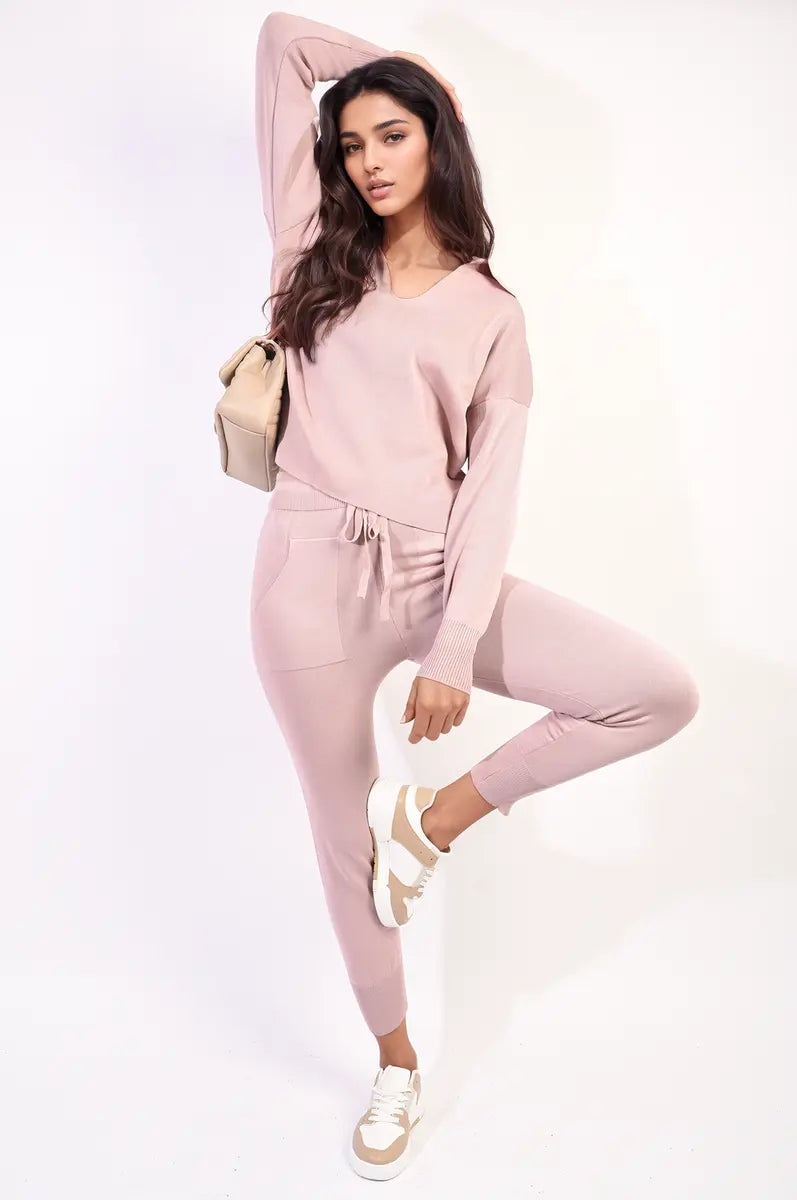 Long Sleeve Top and Drawstring Pocket Leggings Co-ord Set - Memoriex 