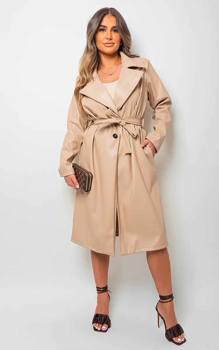 Longline Belted Trench Coat - Memoriex 