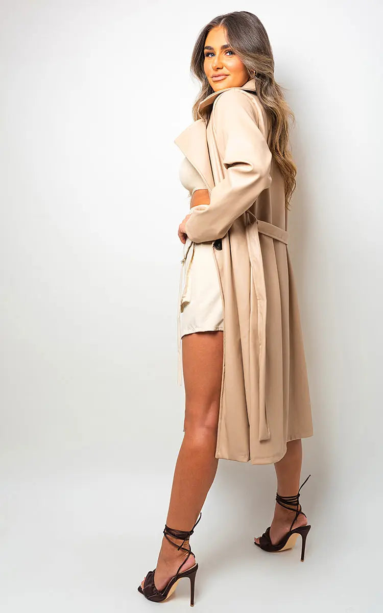 Longline Belted Trench Coat - Memoriex 