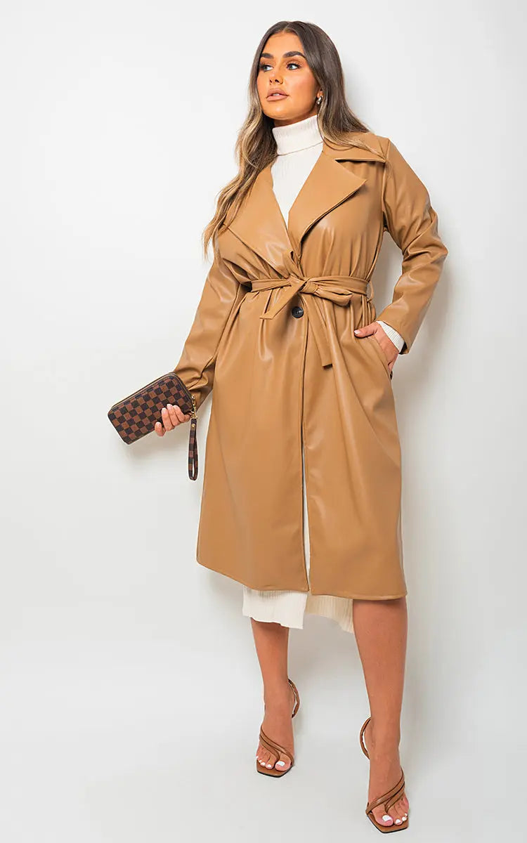 Longline Belted Trench Coat - Memoriex 