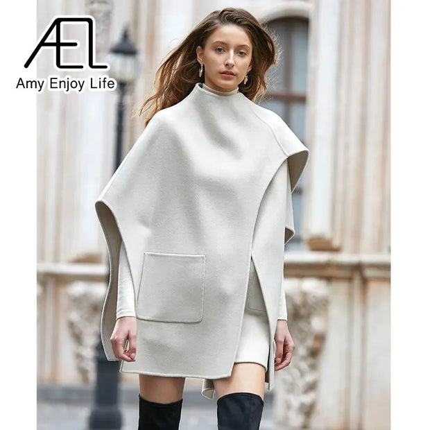 Loose Women Woollen Coats | Casual Irregular  Cloak Streetwear - Memoriex 