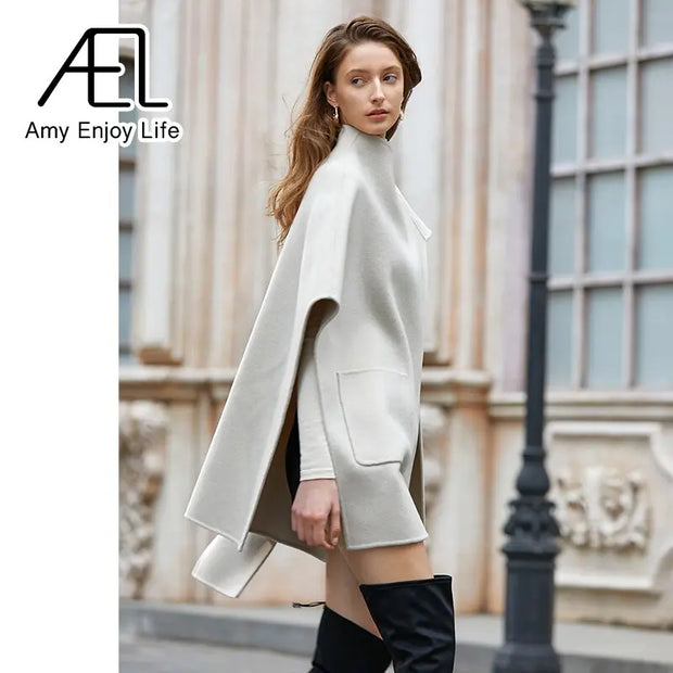 Loose Women Woollen Coats | Casual Irregular  Cloak Streetwear - Memoriex 