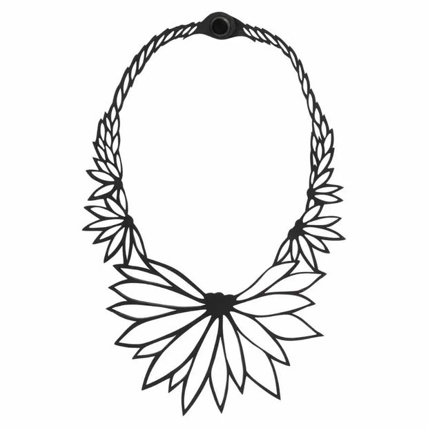 Lotus Recycled Rubber Statement Necklace - Memoriex 