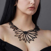 Lotus Recycled Rubber Statement Necklace - Memoriex 