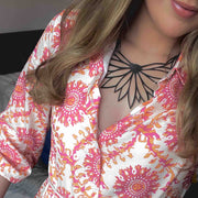 Lotus Recycled Rubber Statement Necklace - Memoriex 