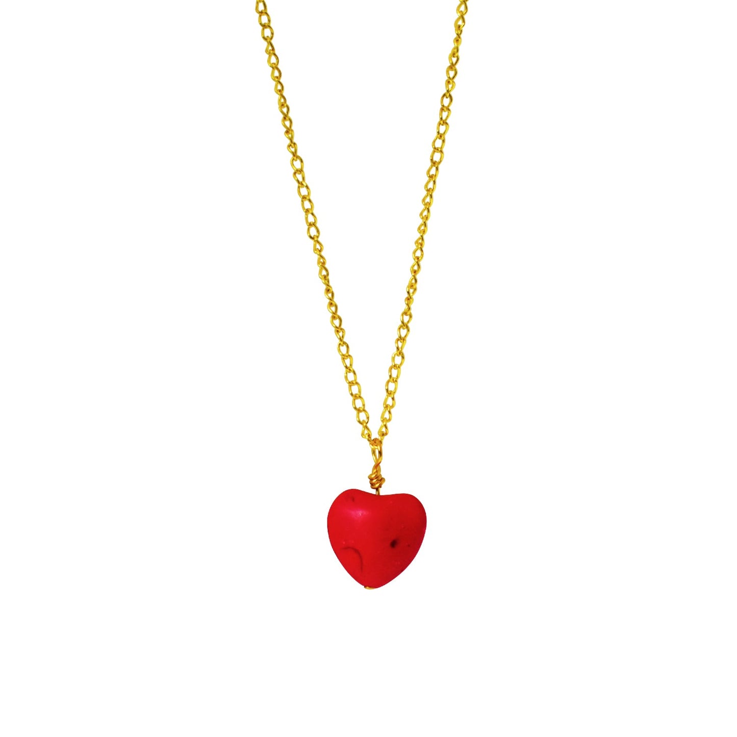 Red Heart Necklace, Heart Pendant -0