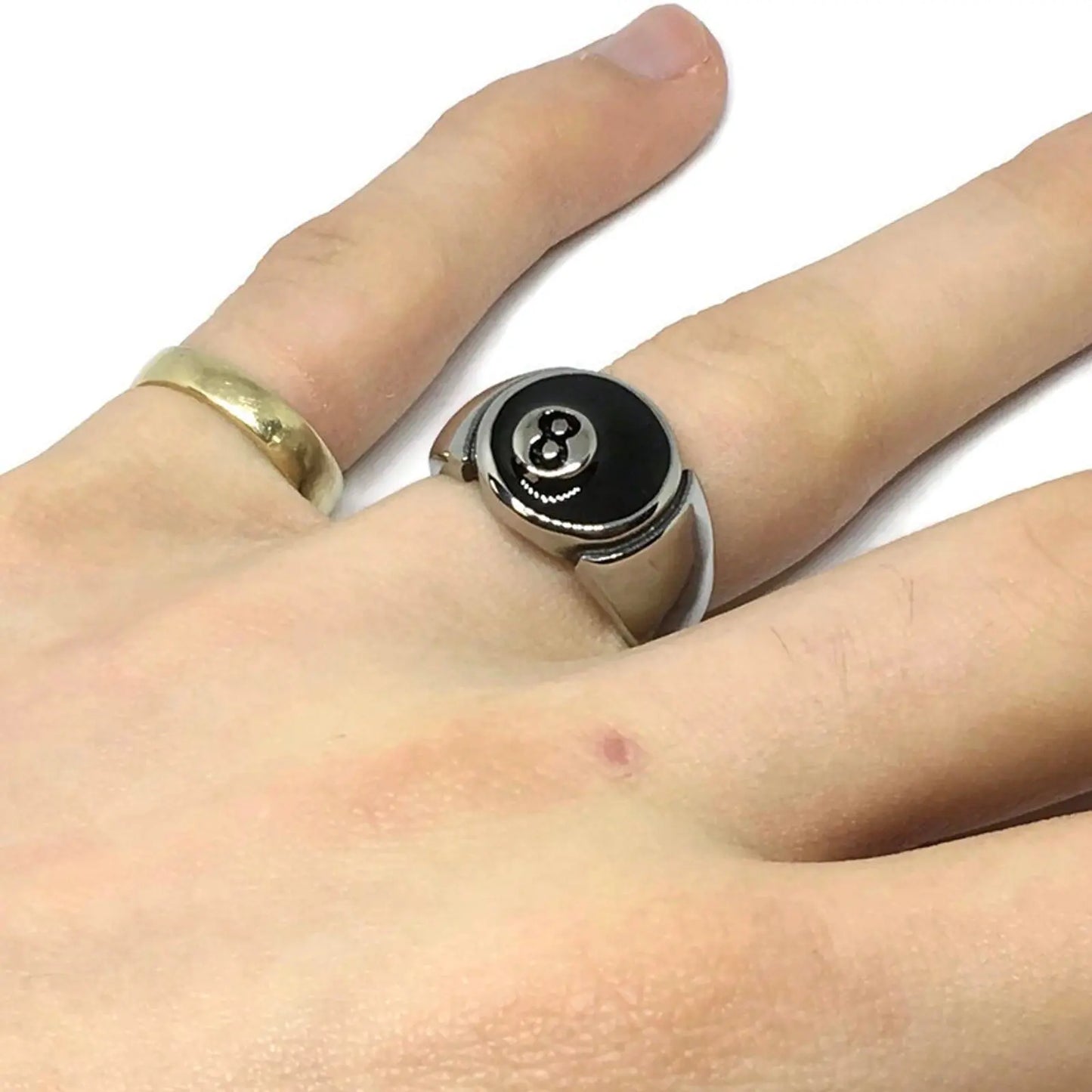 Lucky 8 Ball Steel Ring-1