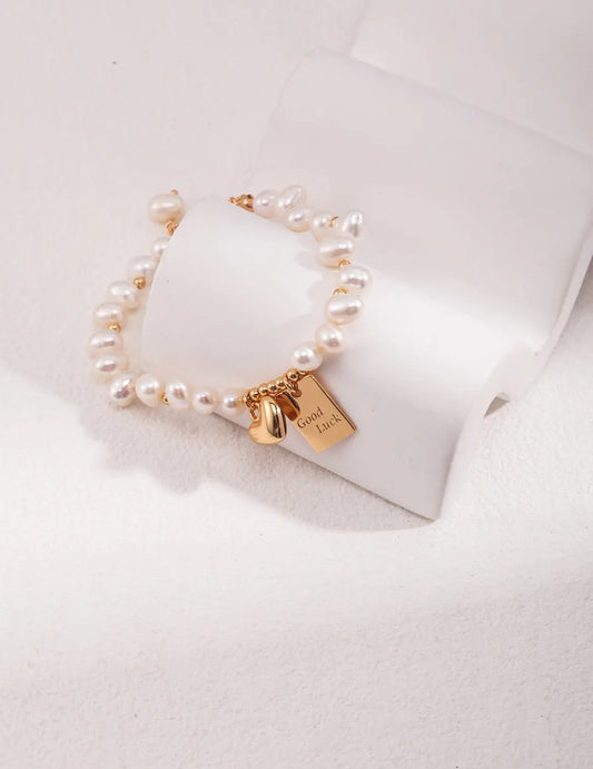 Lucky Engraved Freshwater Pearls Bracelet - Memoriex