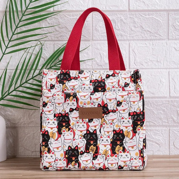 Lunch box bag with aluminum foil thickened lunch bag for work, Japanese handbag, canvas handbag, insulated bag - Memoriex 