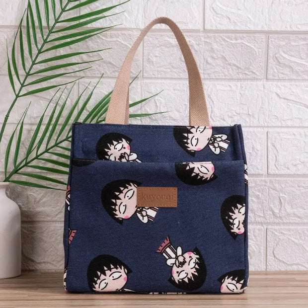 Lunch box bag with aluminum foil thickened lunch bag for work, Japanese handbag, canvas handbag, insulated bag - Memoriex 