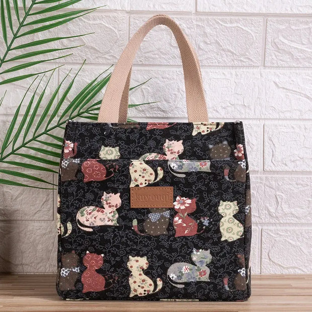 Lunch box bag with aluminum foil thickened lunch bag for work, Japanese handbag, canvas handbag, insulated bag - Memoriex 