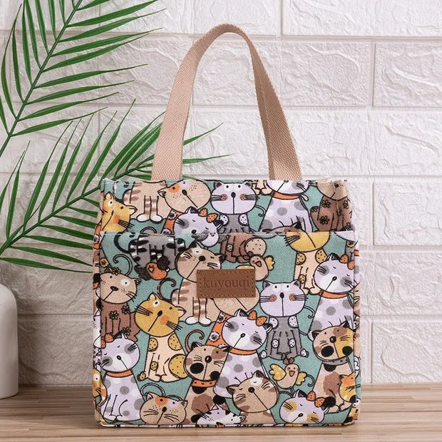 Lunch box bag with aluminum foil thickened lunch bag for work, Japanese handbag, canvas handbag, insulated bag - Memoriex 