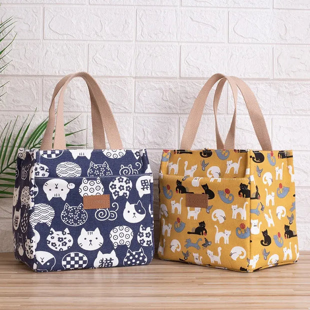 Lunch box bag with aluminum foil thickened lunch bag for work, Japanese handbag, canvas handbag, insulated bag - Memoriex 