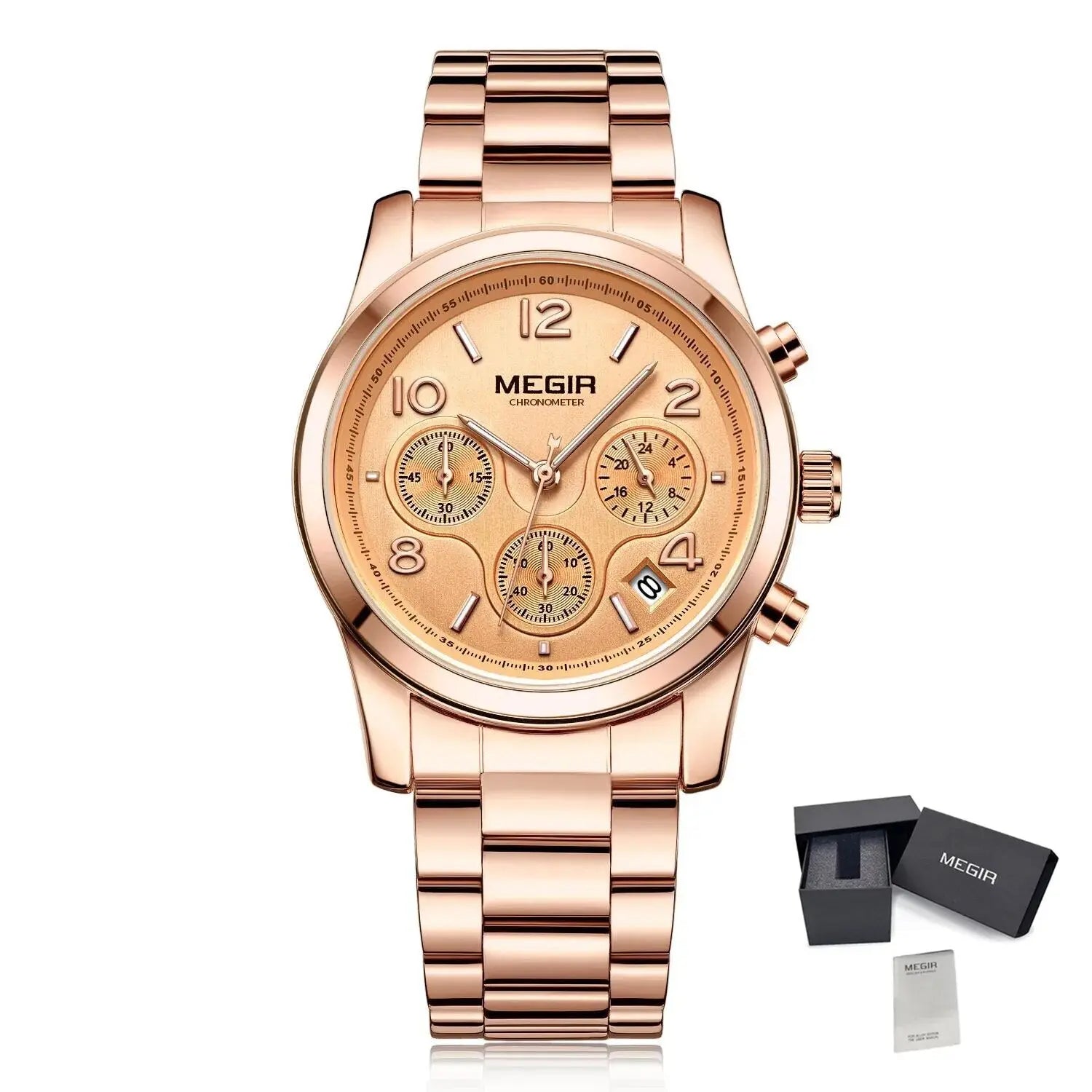 MEGIR Luxury Elegant Women Watch Stainless Steel Ladies Quartz Wristwatch Fashion Female Watches Casual Femme Relogio 2057-6