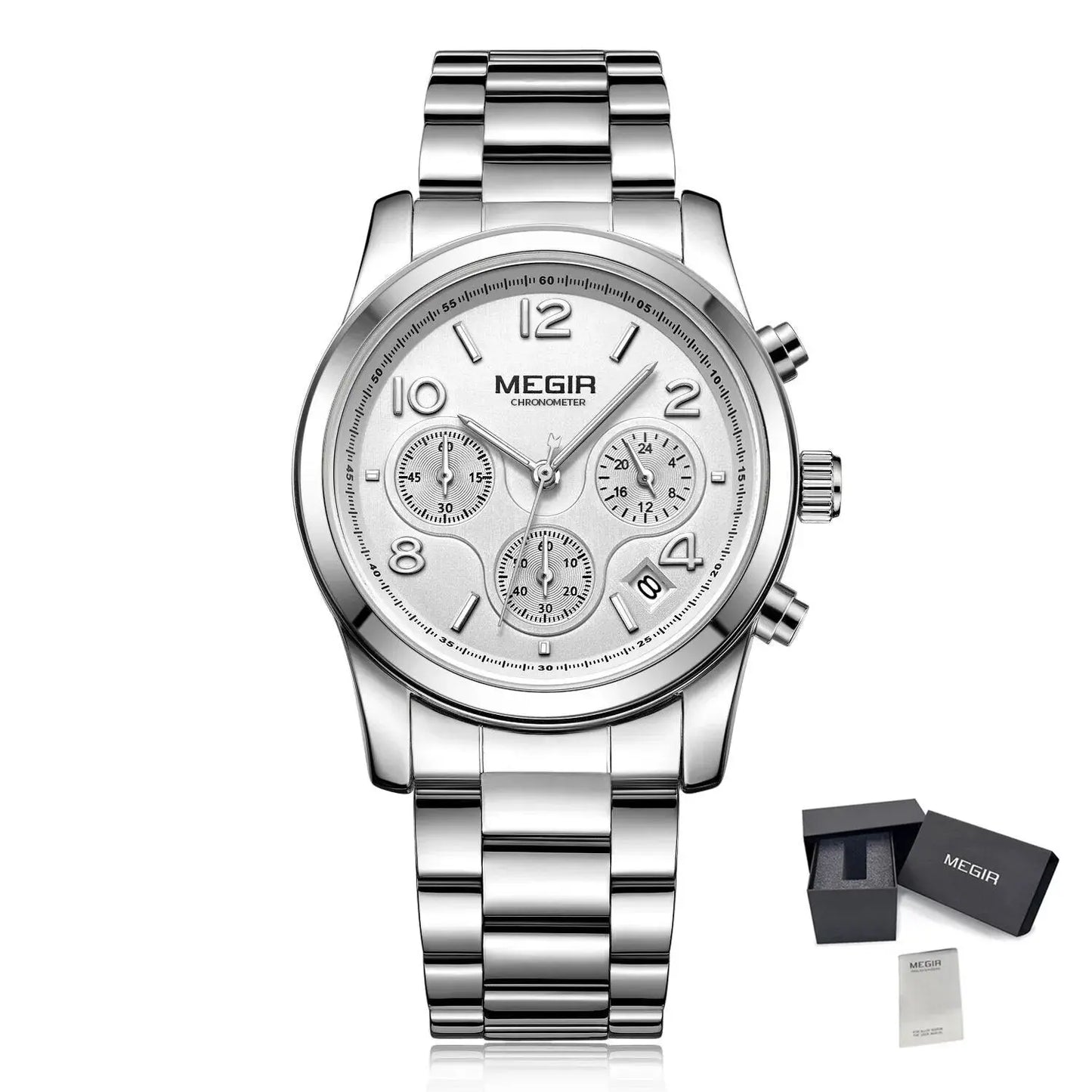 MEGIR Luxury Elegant Women Watch Stainless Steel Ladies Quartz Wristwatch Fashion Female Watches Casual Femme Relogio 2057-7