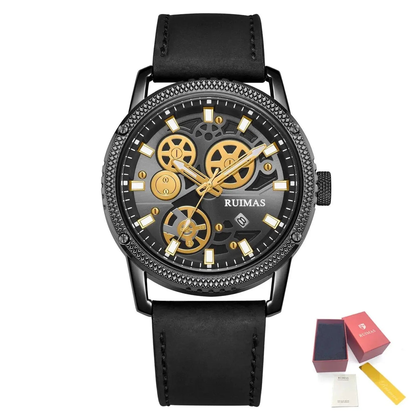 RUIMAS Relogio Masculino Luxury Leather Band Quartz Wristwatch Men Big Dial Moda Watches Waterproof Sport Military Reloj Hombre-6